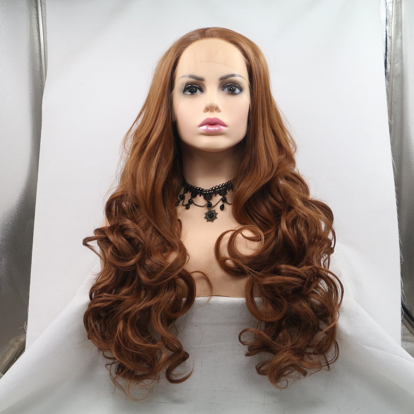 Forehead Lace Curly Hair Chemical Fiber Female Full Top Simulation Wig Long Curls