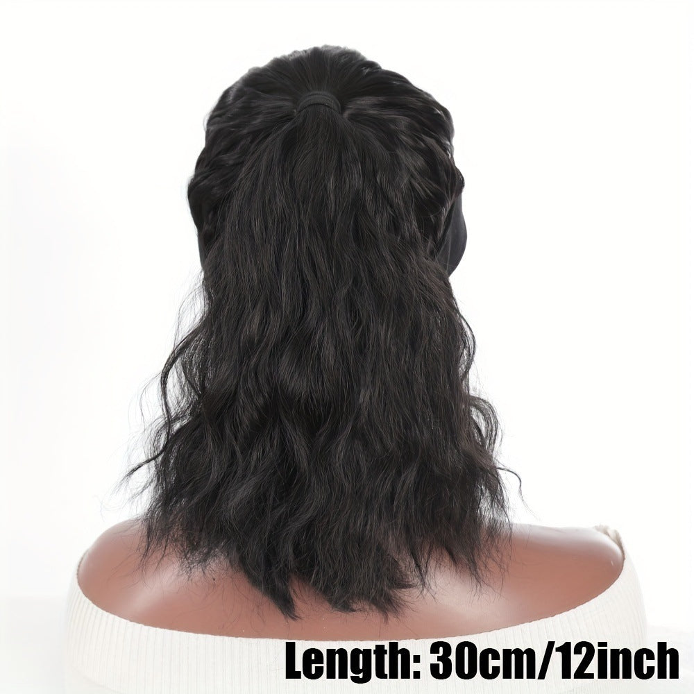 Hat Female Summer Sun Fashion Air Top Half Tie Wig Short Curly Hair