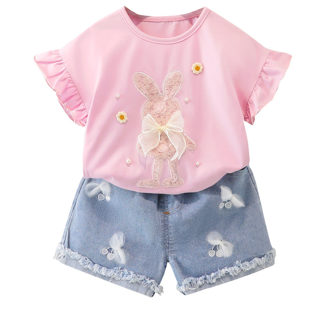 Children's Summer Short Sleeve Clothing Bunny Cartoon Children's Suit