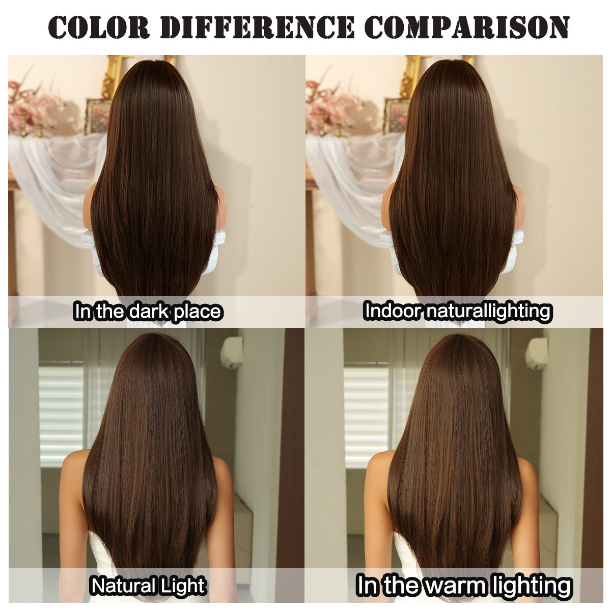 Bangs Daily Use Fluffy Synthetic Heat Resistant Long Straight Wig