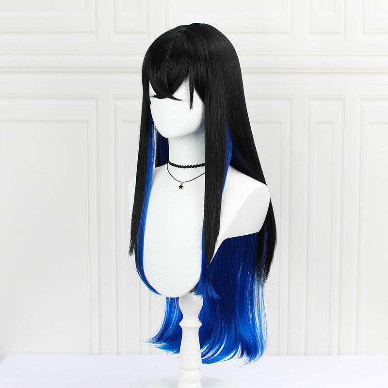 No Mouth Assisted Turn Pig Gradient Sapphire Cos Wig