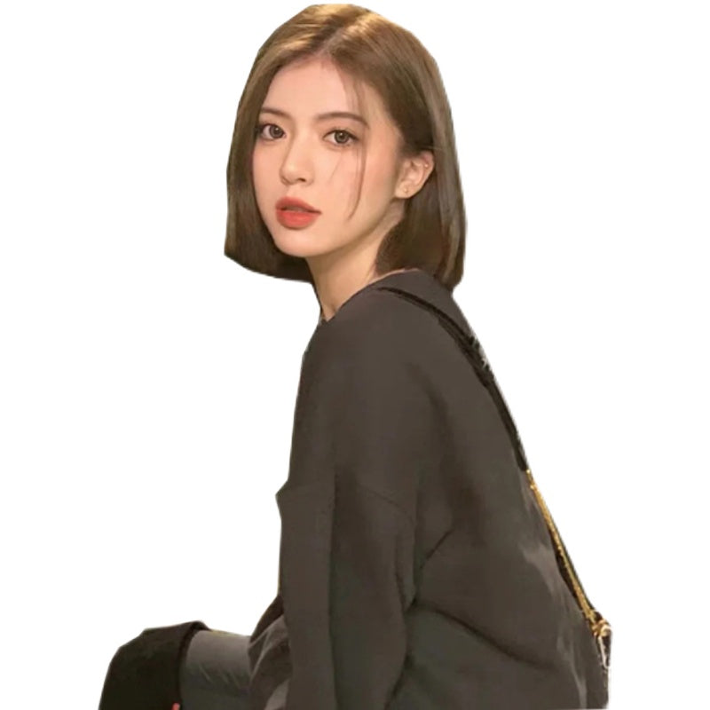 Women's Style One Size Cut Temperament Improving Face Feature Medium Points Wig Short Straight Hair