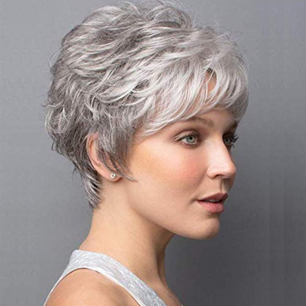 Women's Golden Split Side Bangs Elegant Fashion Wig Short Curly Hair