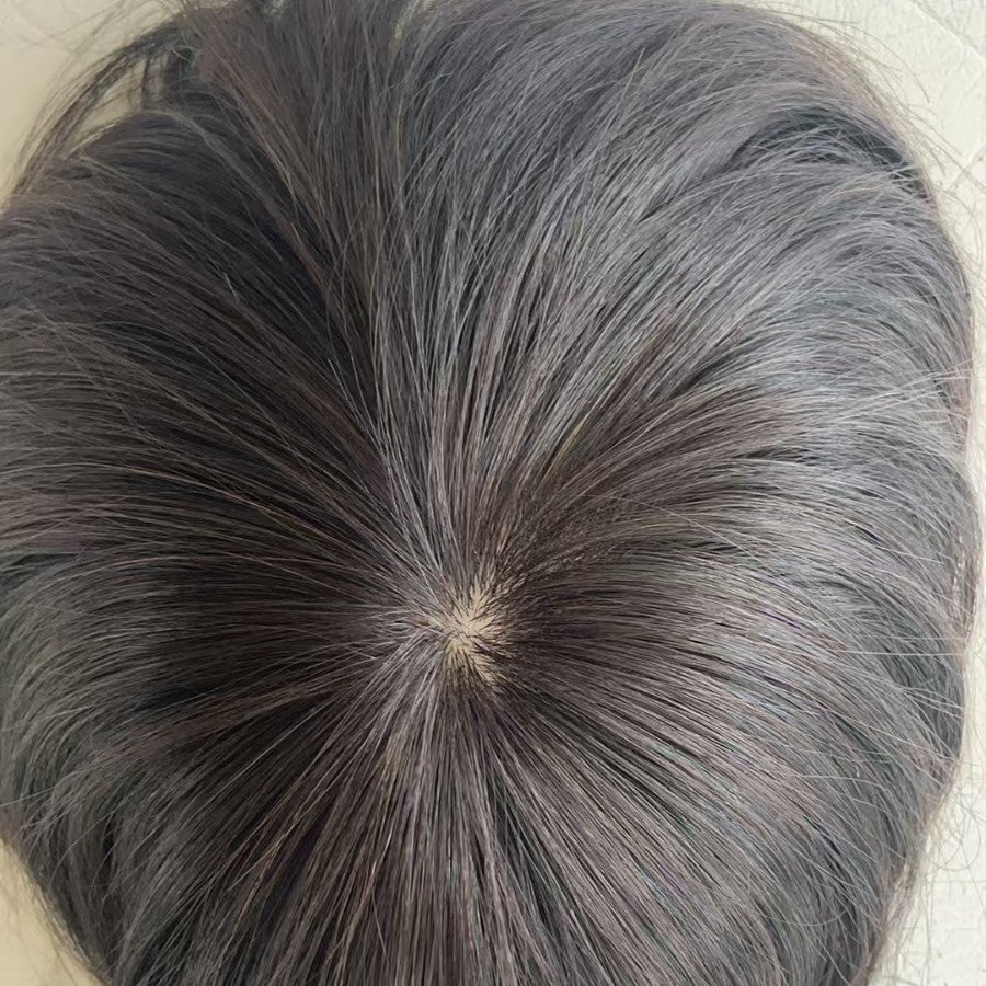 Men's Hair Supplementing Piece Pieces Real Bald Male Hand Woven Invisible Long Straight Wig