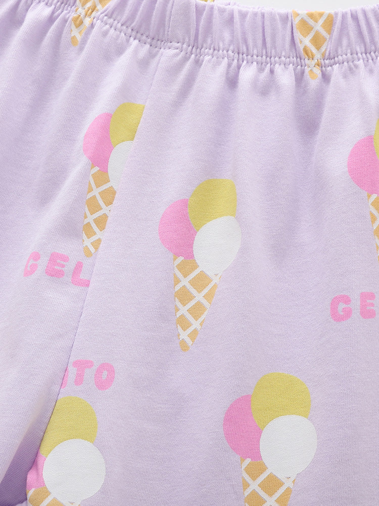 Summer Round Neck Short Sleeve Cute Children's Suit