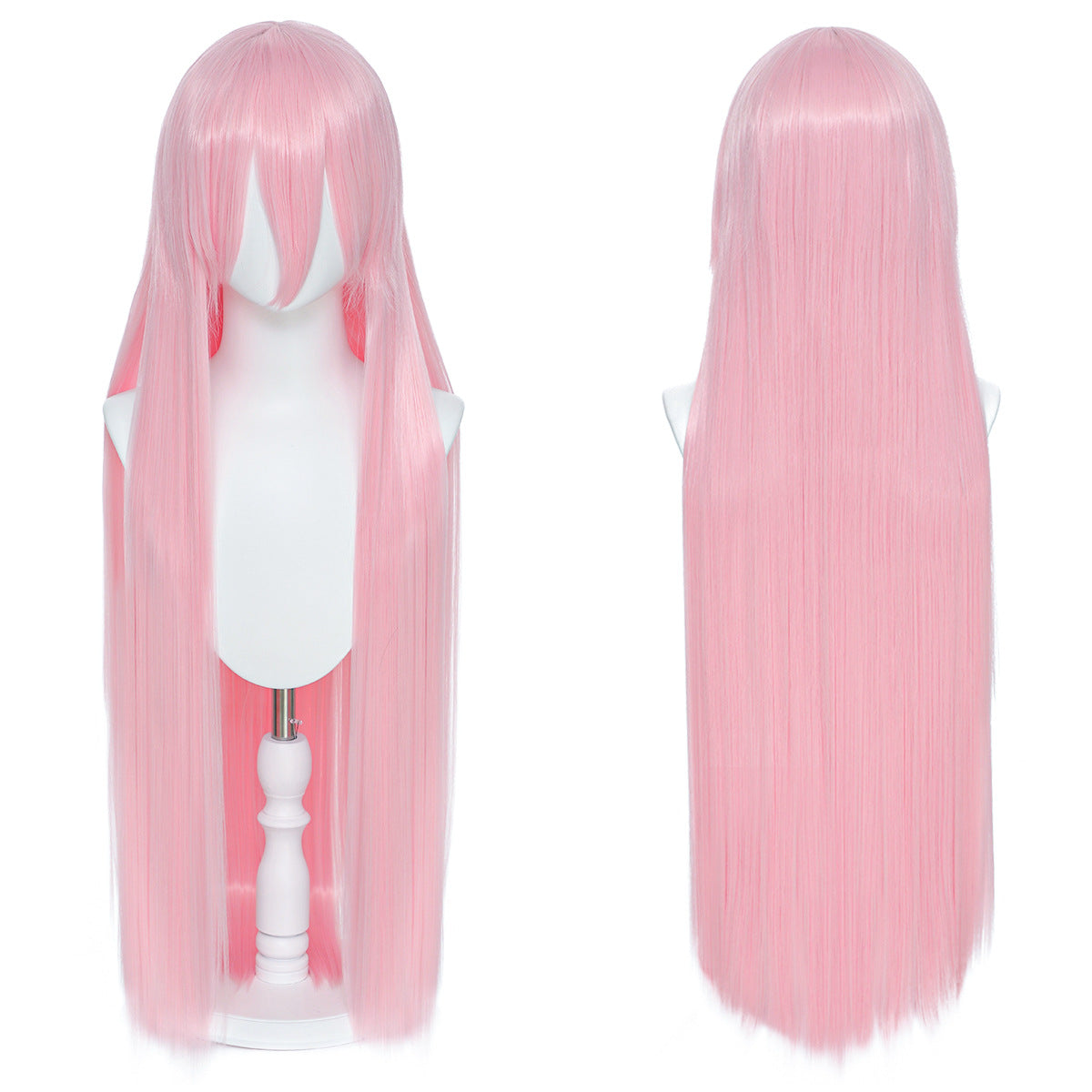 Long Straight Hair Hairpiece Blank Black White Cos Wig