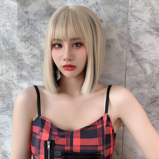 Dyed First Love Head Collarbone Length Haircut Realistic Natural Wig Short Straight Hair