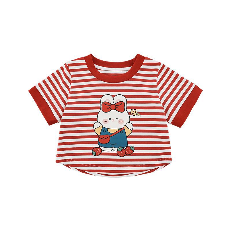 Rabbit Printed Half Sleeve Summer Sweet Children's T-shirt