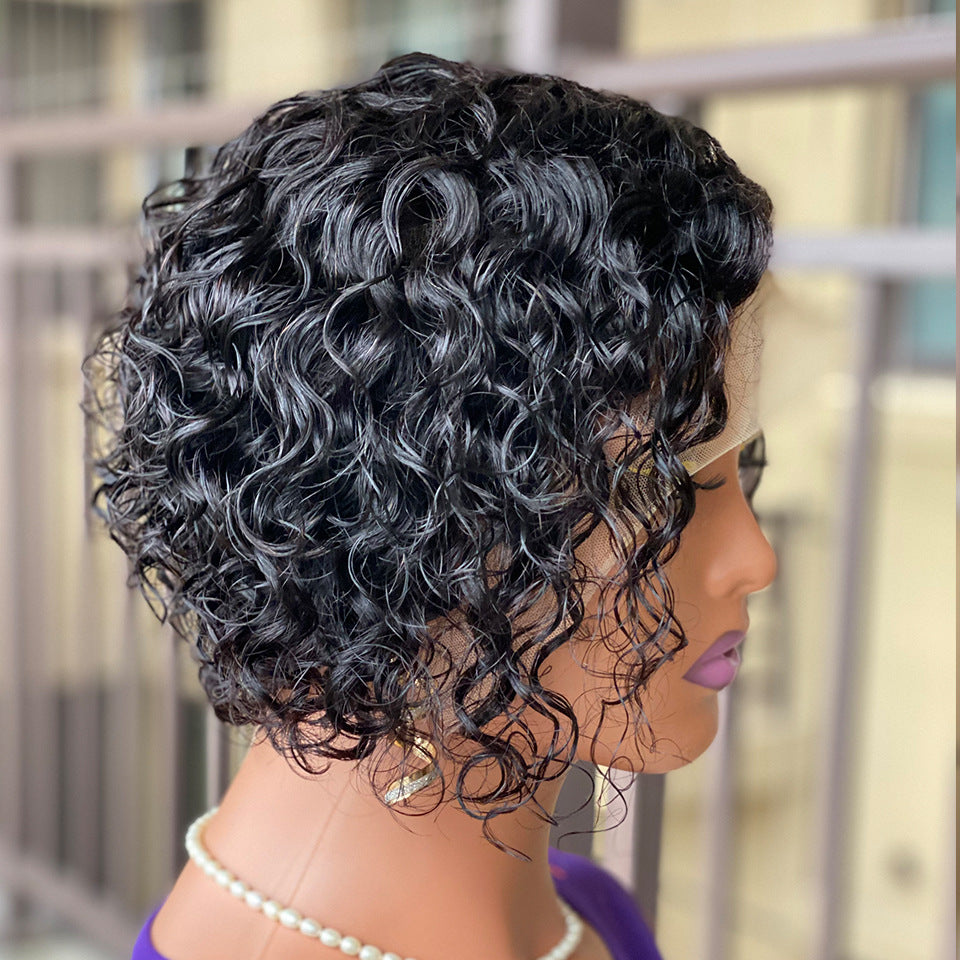 Curly Front Lace Human Wigs Headgear Real Hair Wig
