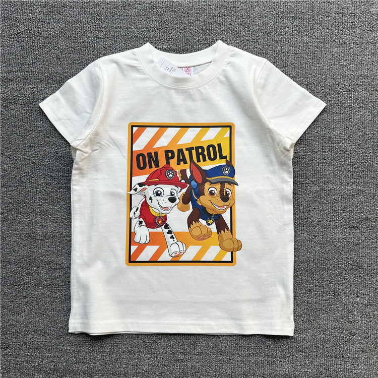 Children's Summer Dog Cartoon Short Sleeve Clothing Stretch Children's T-shirt