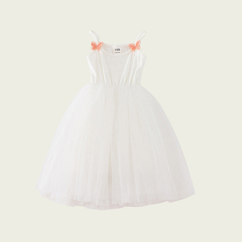 Camisole Butterfly Beach Princess Candy Color Fluffy Children's Dress