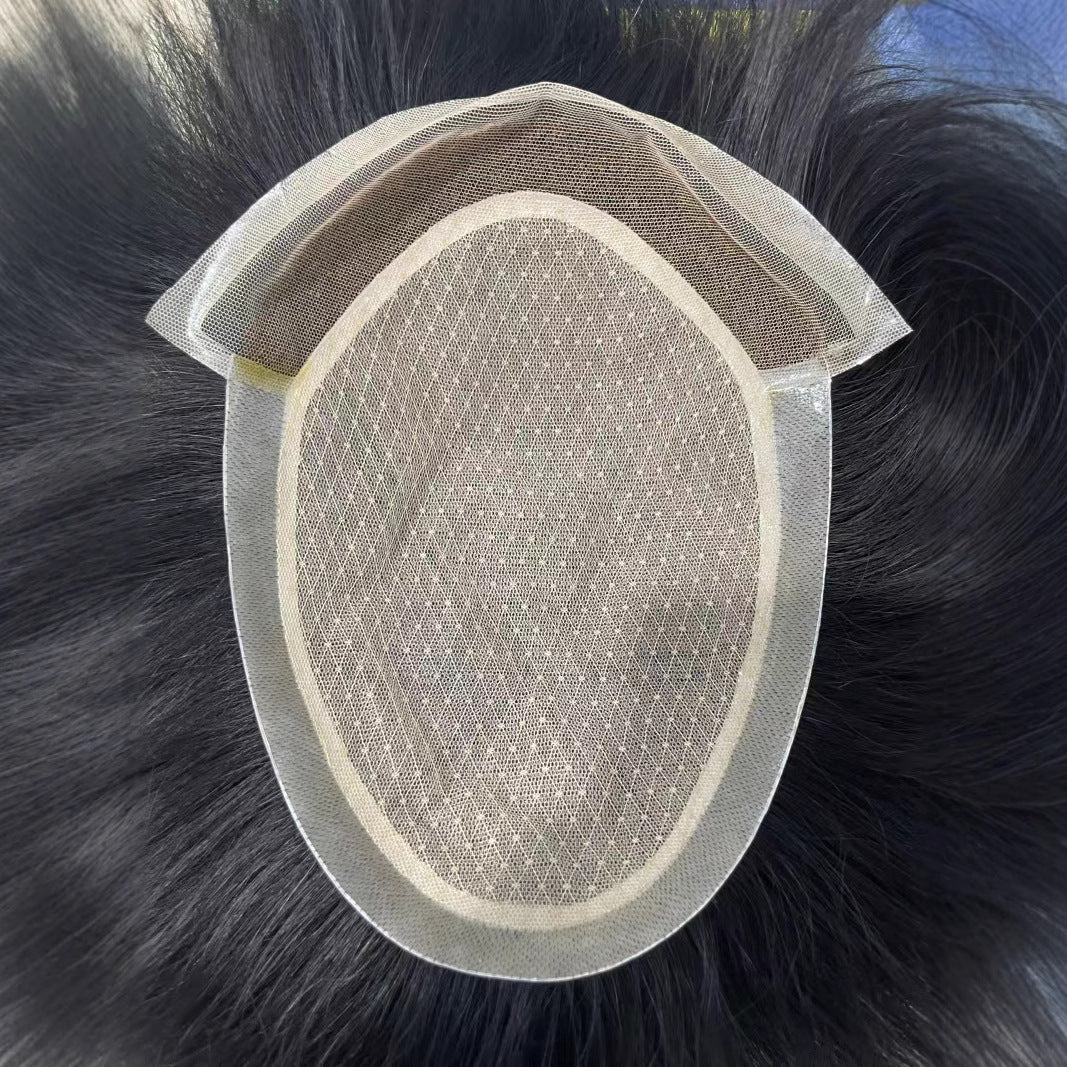 Men's Biological Scalp Edge Blank Bald Hair Replacement Block Can Be Wig