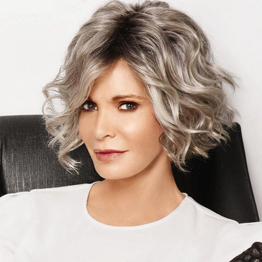 Cool Women's Dyed Mid-length Curly Hair Wig Long Curls
