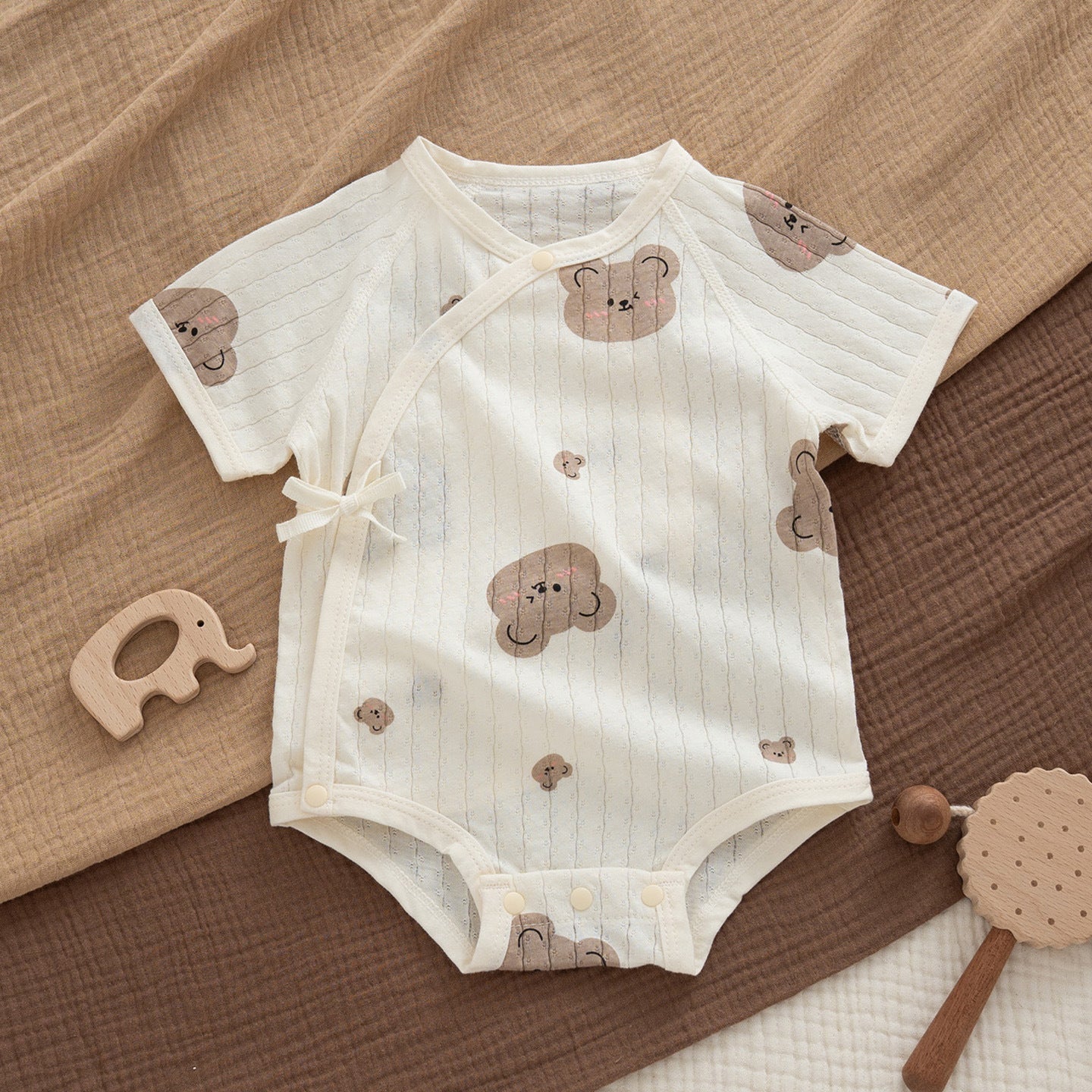 Short Sleeve Cotton Butt Wrap Clothes Months Born Boneless Triangle Jumpsuit, Climbing Suit