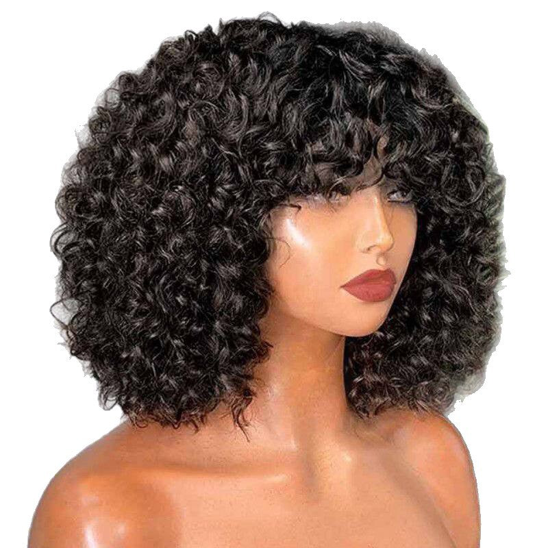 Women's Gradient Color African Small Volume Fluffy Chemical Fiber Silk Synthetic Wig Short Curly Hair