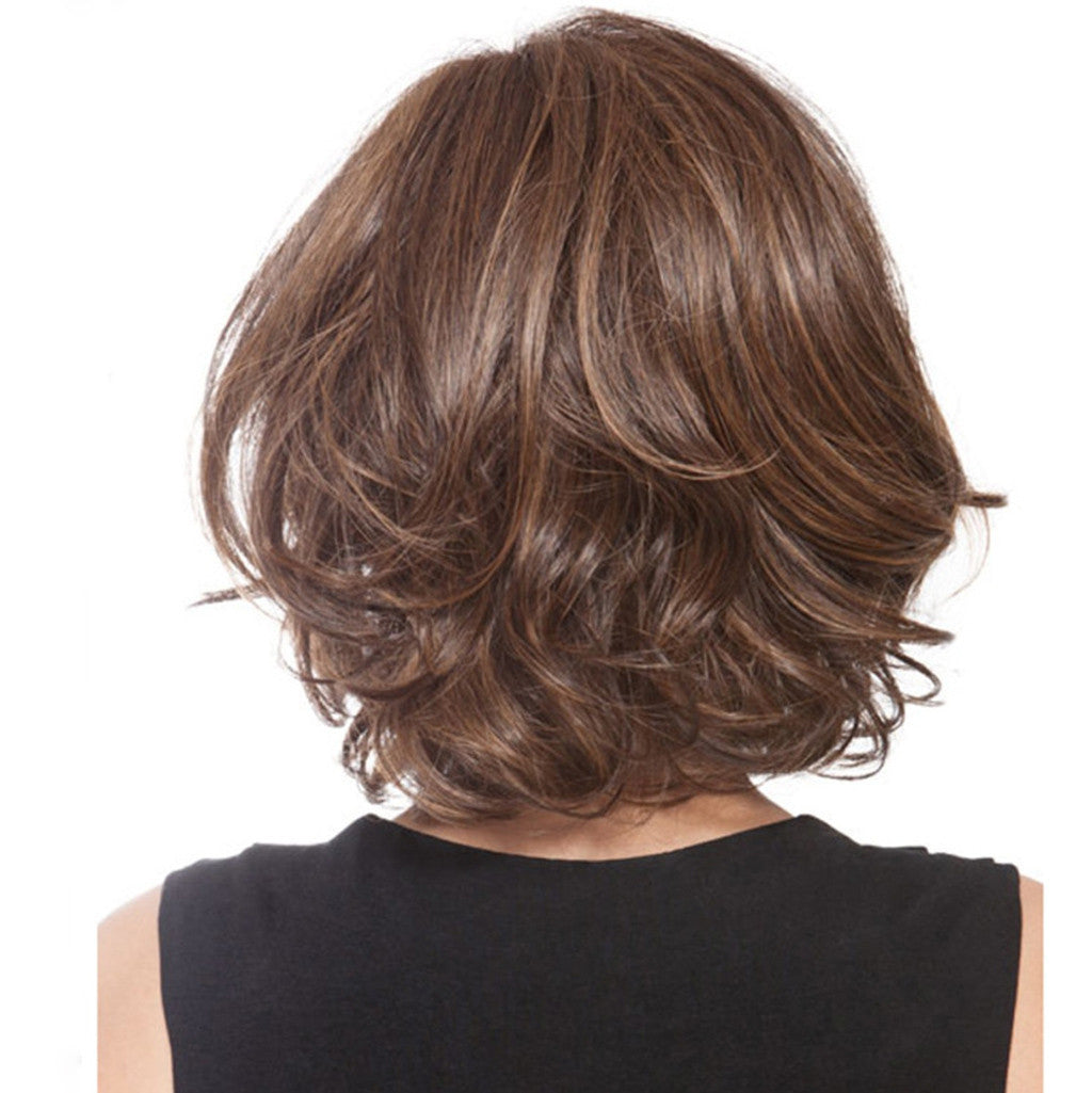 Female Partial Fiber Pick Color Gradient Head Wig Short Curly Hair