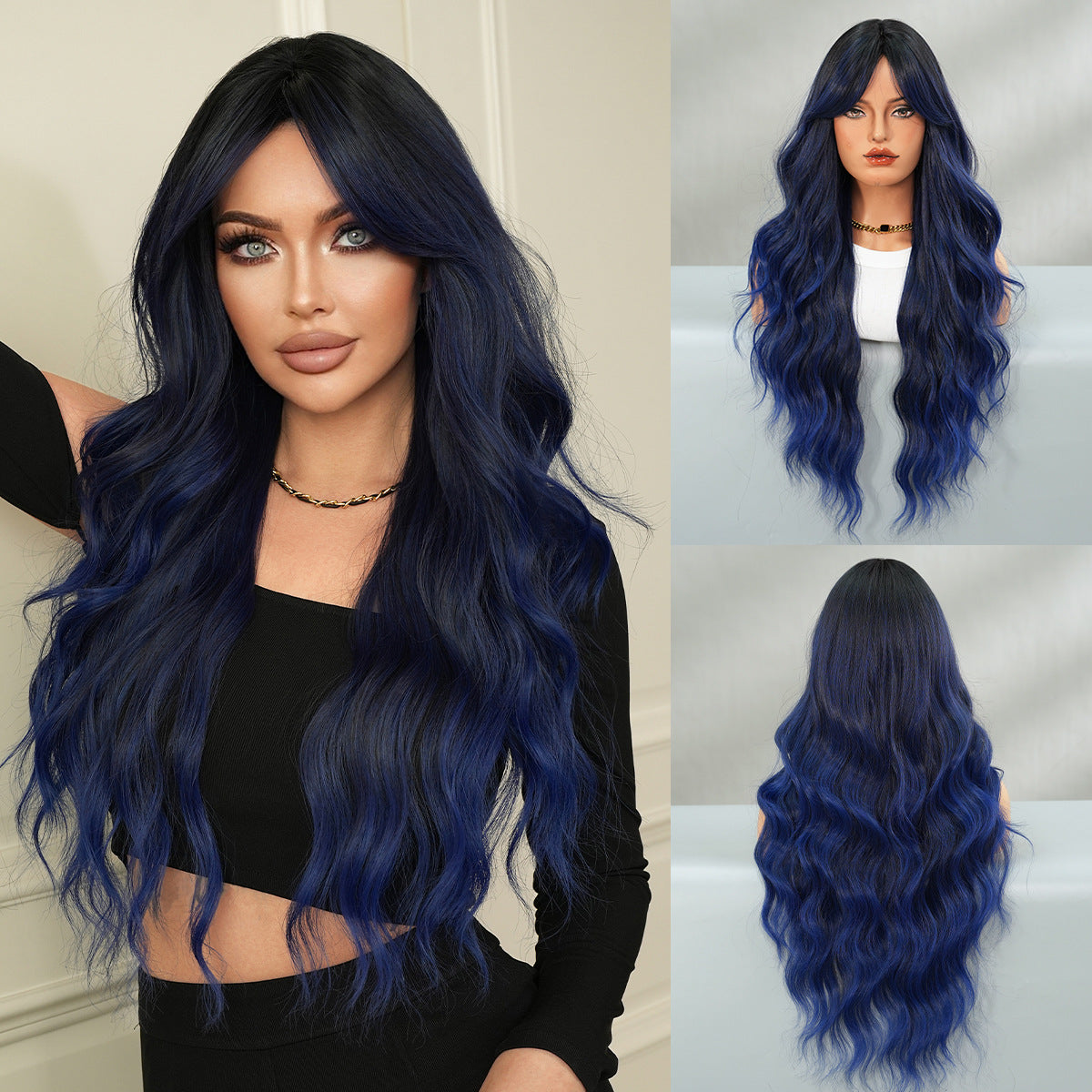 Purple Female Long Curly Hair Natural Fluffy Dark Wind Other Wig
