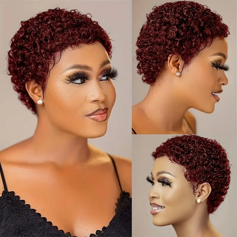 Human Mechanism Head Cover African Small Wig Short Curly Hair