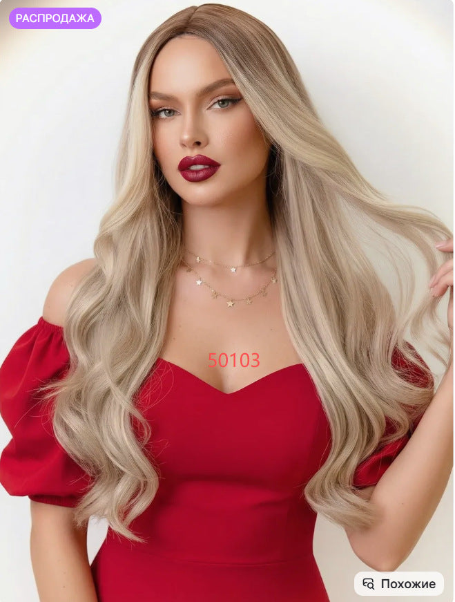 Women's Fashion Gray White Mixed Color Short Curly Hair Side Bangs Long Straight Wig