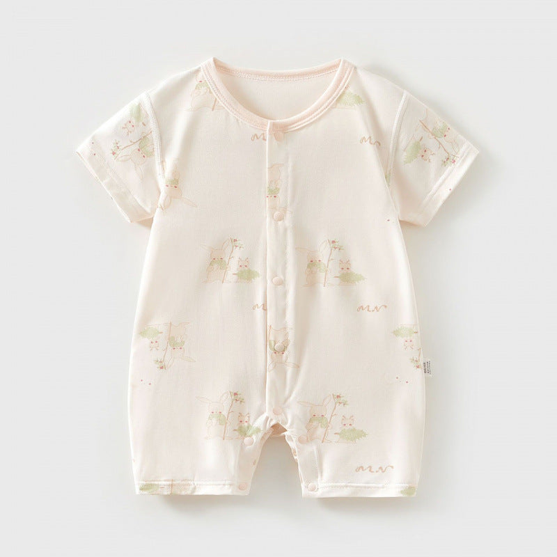 Modal Short-sleeved Jumpsuit Summer Boneless Sewing Born Male Female Jumpsuit, Climbing Suit