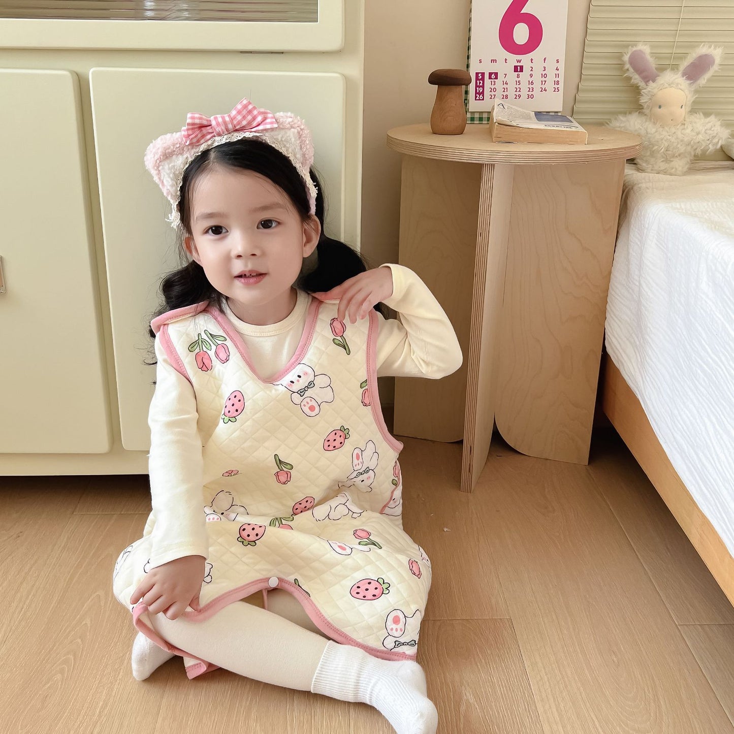 Children's Warm One-piece Pajamas Quilt Split Leg Middle Big Jumpsuit, Climbing Suit
