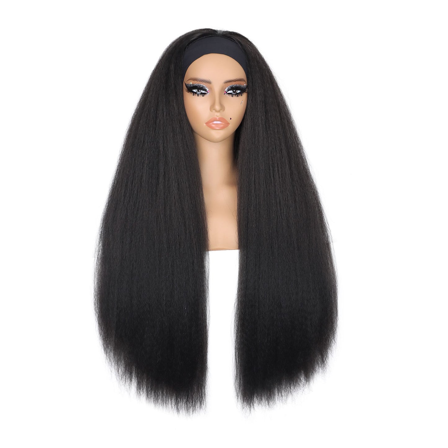 Hair Ice Silk Band Headband Turban Long Straight Wig