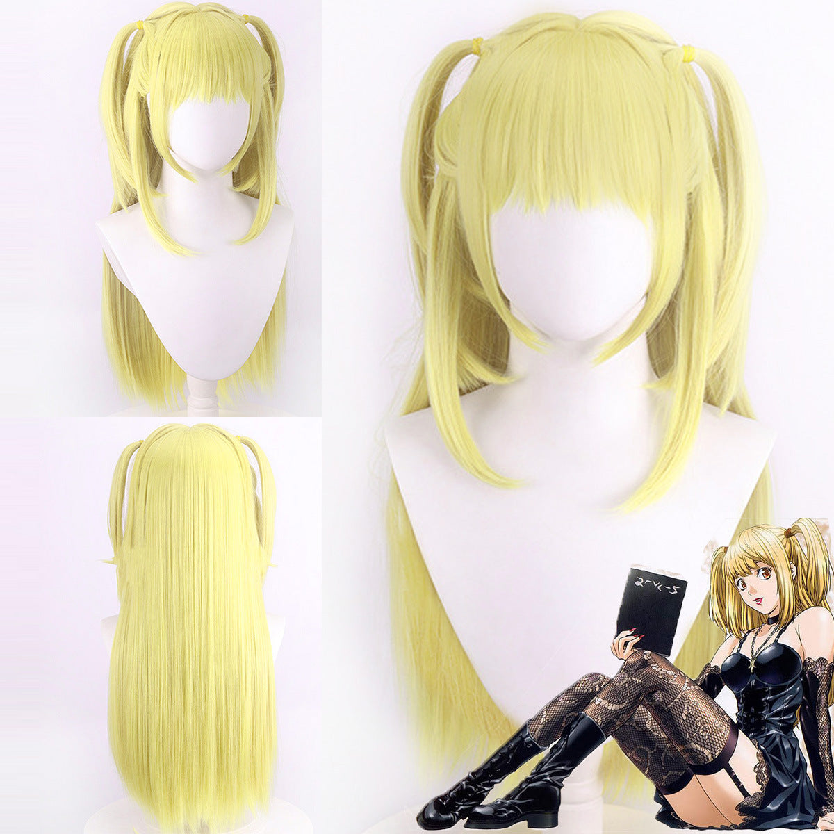 Death Note Anime Golden Yellow Double Cos Wig