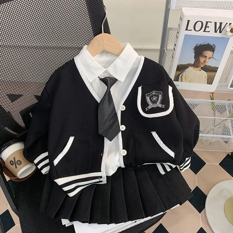 Children's Skirt Korean College Style Trendy Three-piece Children's Suit