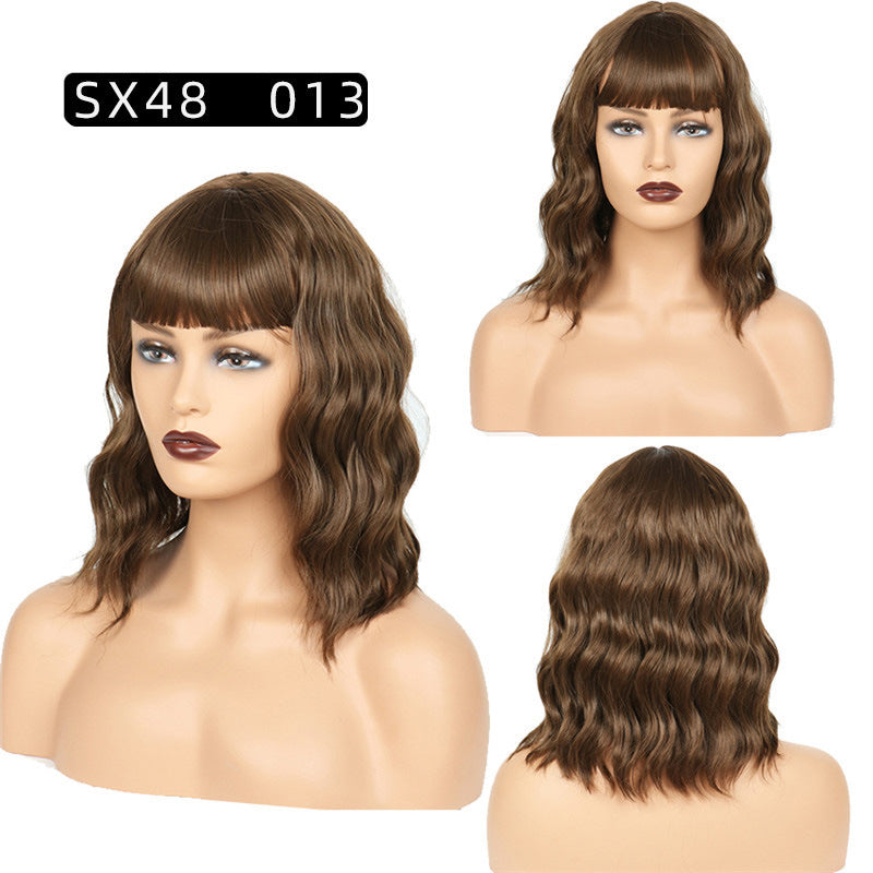 Corn Curler Headband Bangs Fiber Water Wig Short Curly Hair