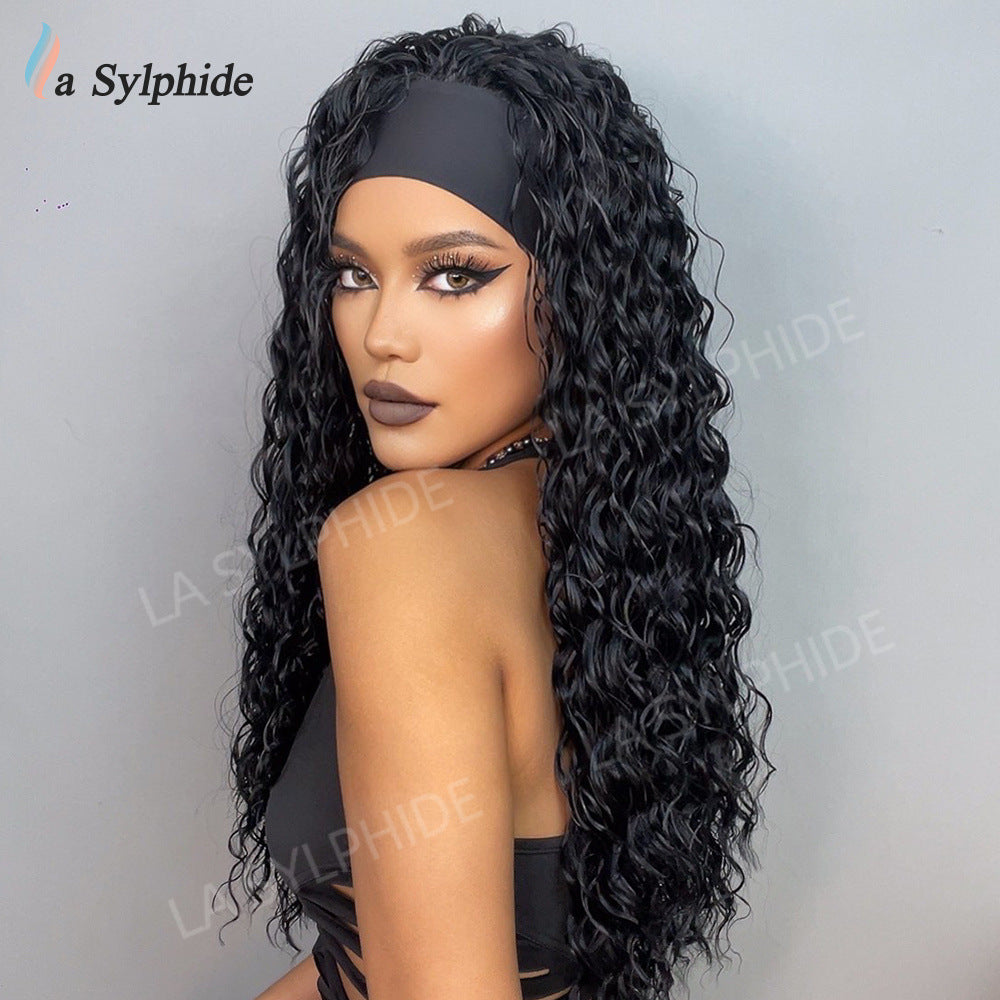Hair Band Female Black Small Curly Brown Straight Mechanism Wig Long Curls