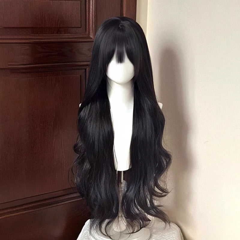 Female Curly Hair Gentle Style Soft Straight Bangs Natural Little Wig Long Curls