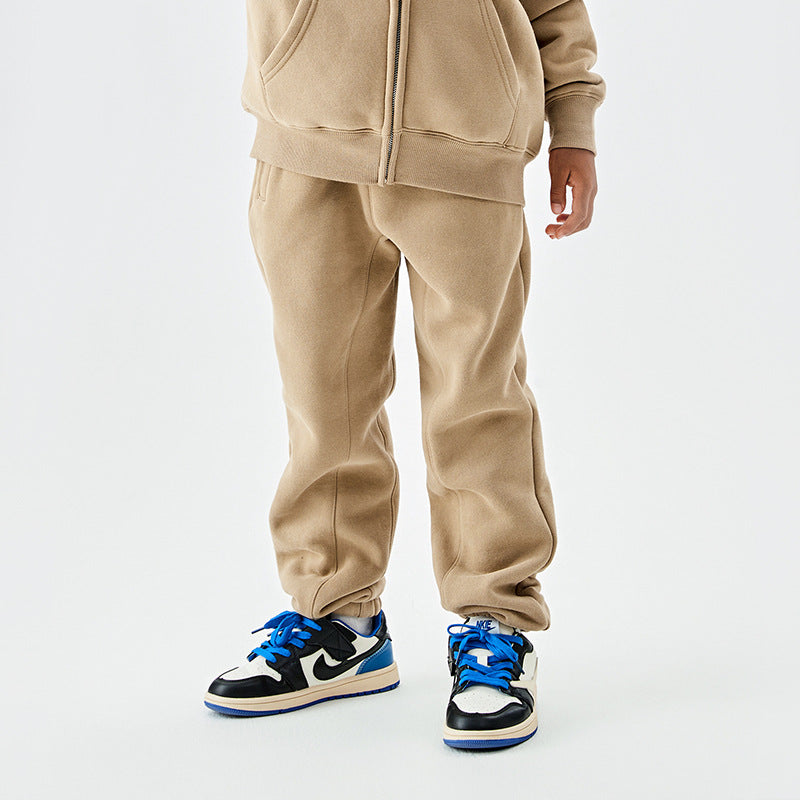 Children's Clothing Gray Series Veet Boys Fashion Thick Children's Pants