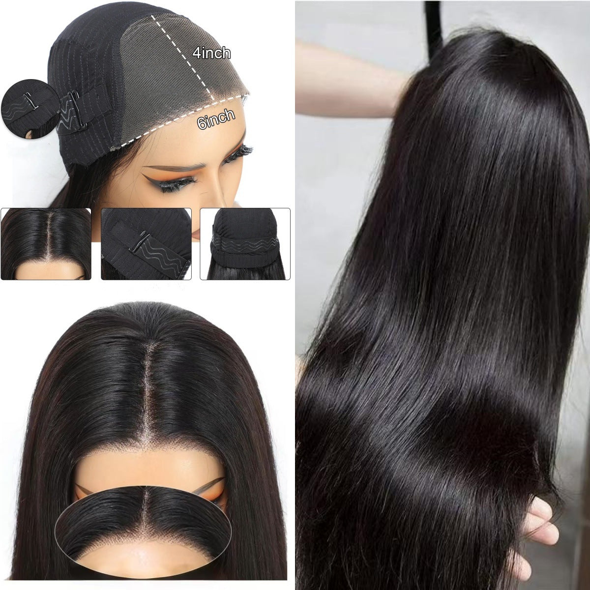 Durable Lace Long Straight Original Human Real Hair Wig