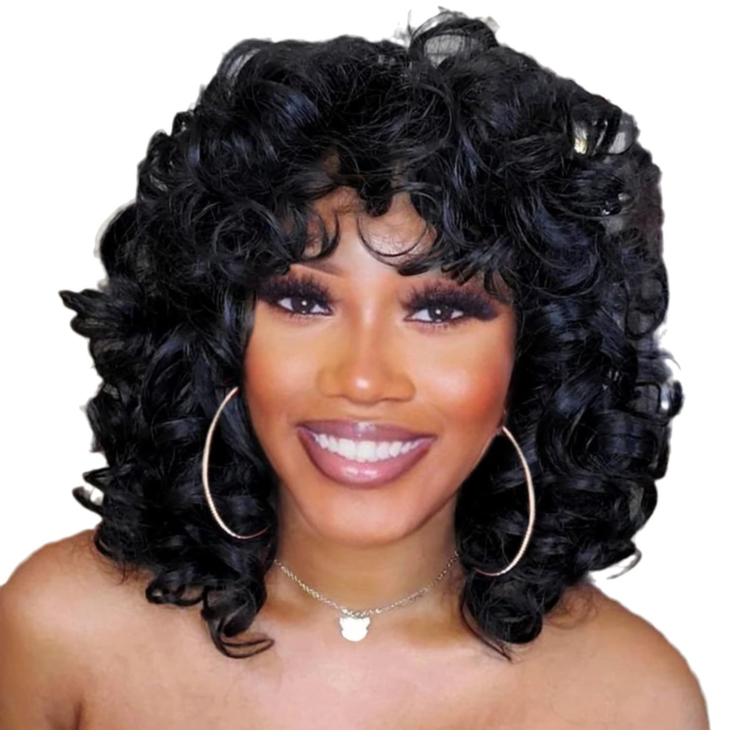 Wigs With Small Black Afro Fluffy Chemical Fiber Head Wig Short Curly Hair