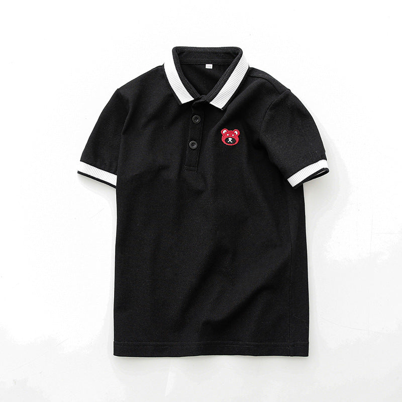 Children's Summer Korean Style Short-sleeved Medium Big Cotton Shirt Polo Children's T-shirt