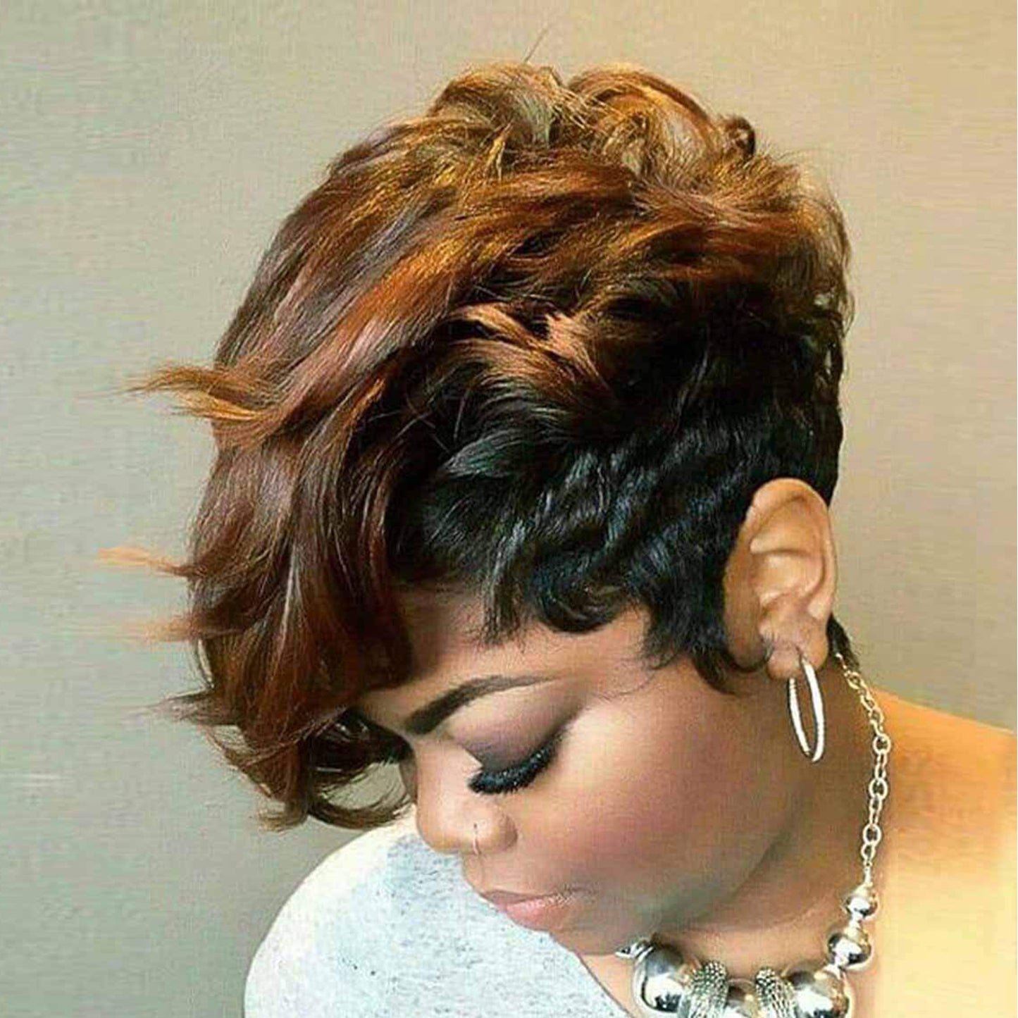 Elegant Versatile Cool Fiber Chemical Hood Wig Short Curly Hair