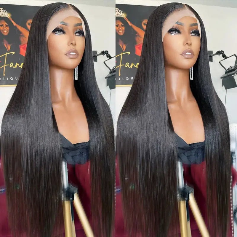 Women's Fashion Front Lace Mid-length Hair Synthetic Long Straight Wig