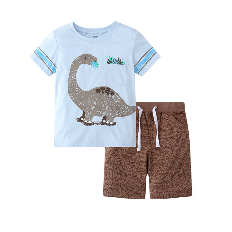 Children's Summer Cotton Cute Wear Flower Fashion Short-sleeved T-shirt Shorts Children's Suit
