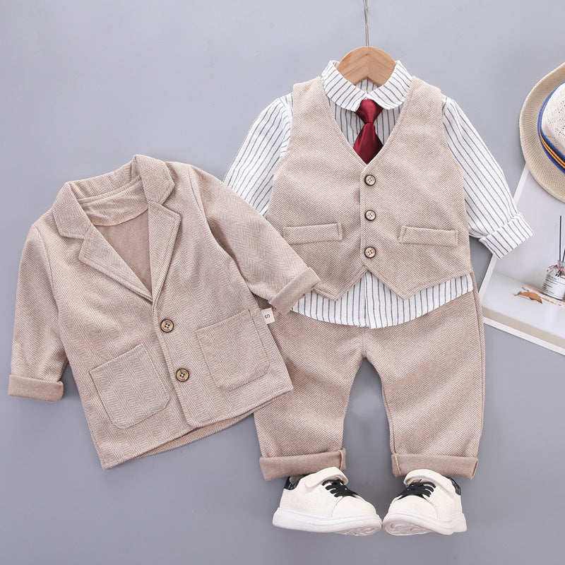 Children's Two Pieces British Birthday Boy Flower Children's Suit