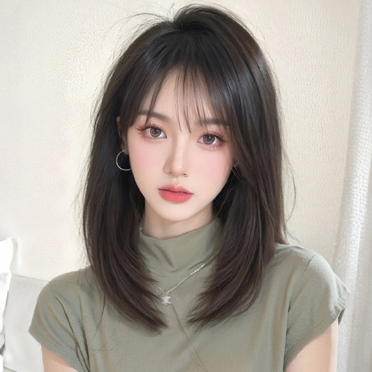 Medium Short Hair High-level Collarbone Artificial Human Natural Other Wig