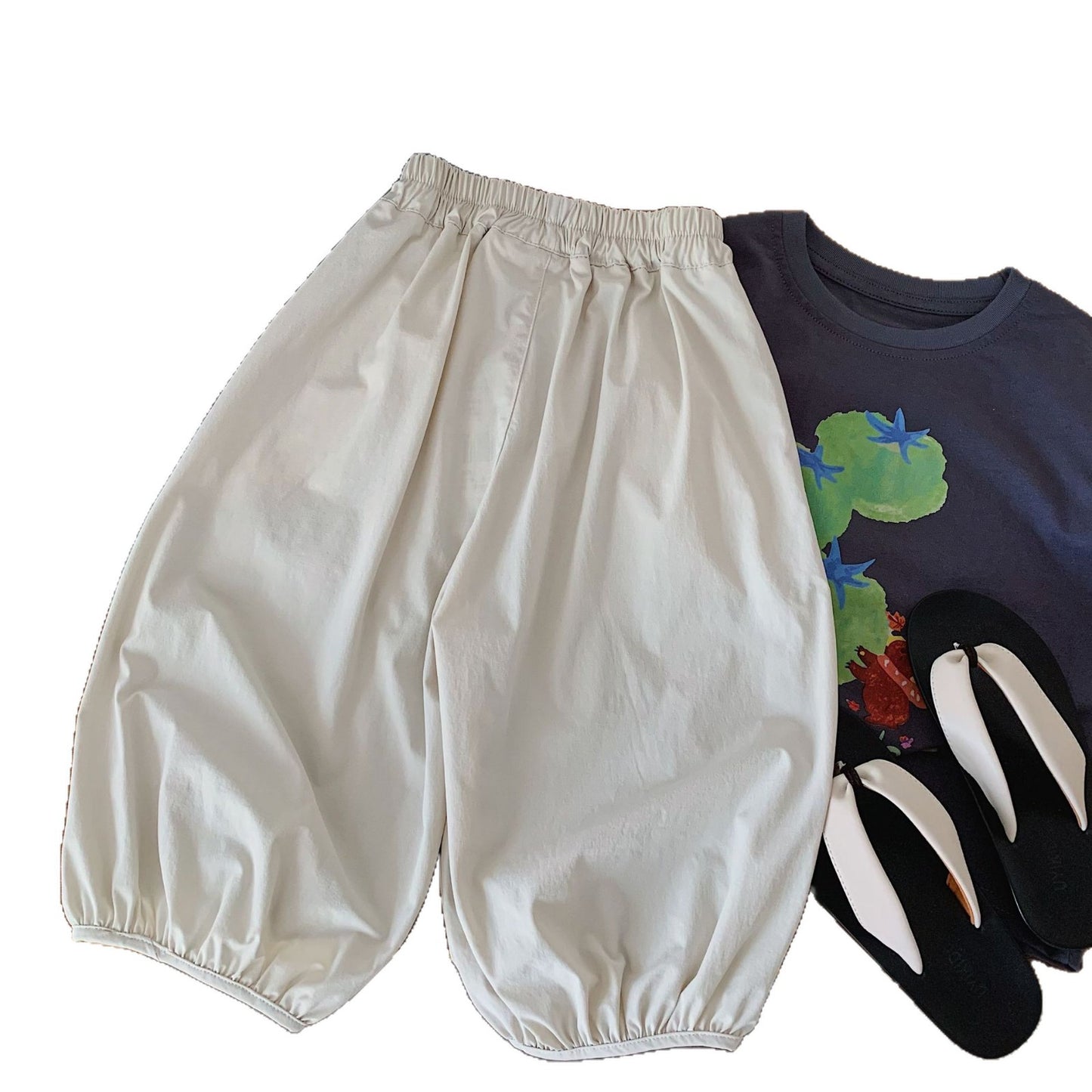 Children's Boy Summer Korean Style Solid Color Casual Cropped Children's Pants