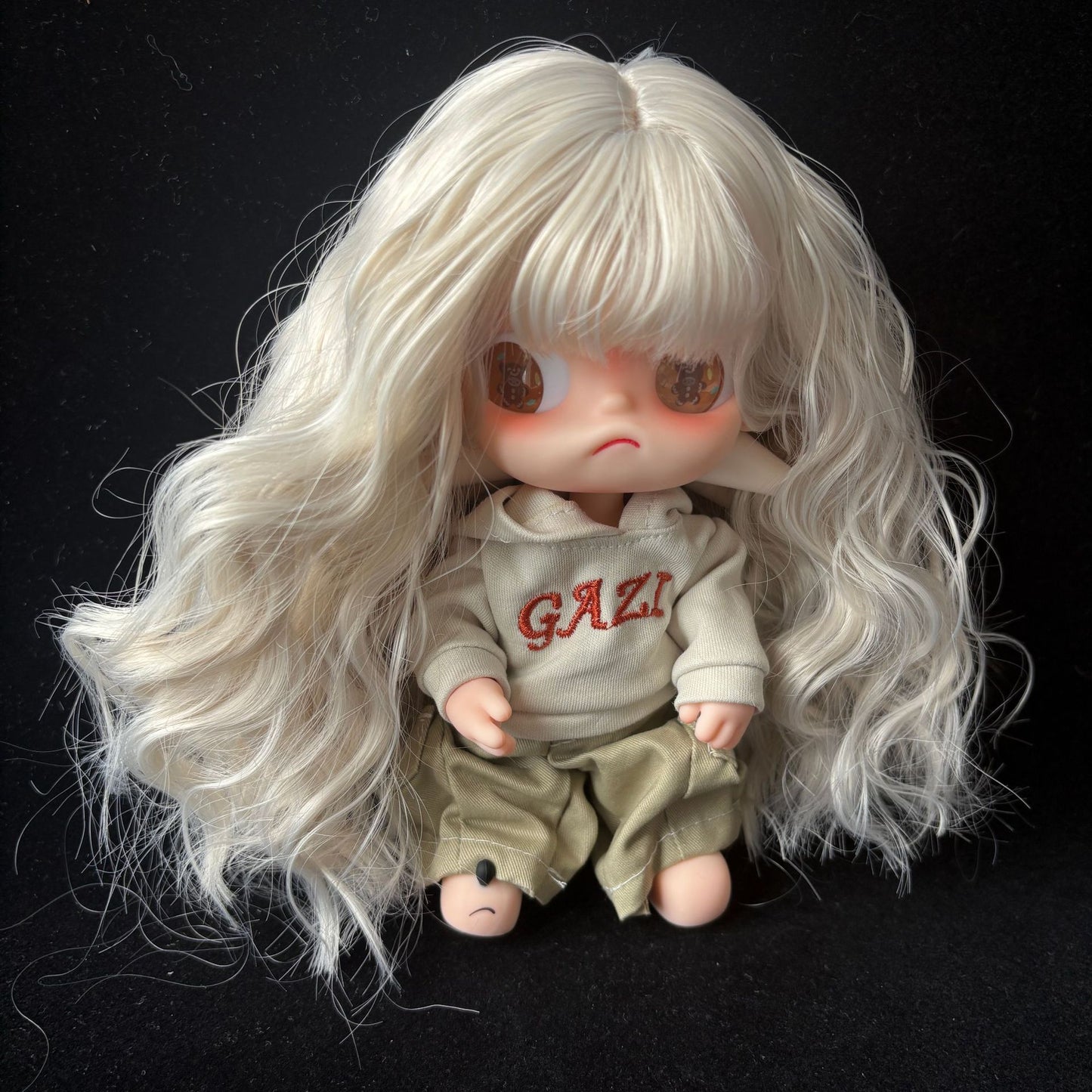 Gray White Bangs Long Curly Hair Gingerbread Man Sister Ga Cos Wig