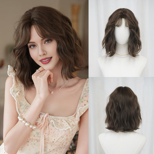 Women's Egg Roll Water Ripple Bangs Artificial Natural Fluffy Wig Short Curly Hair