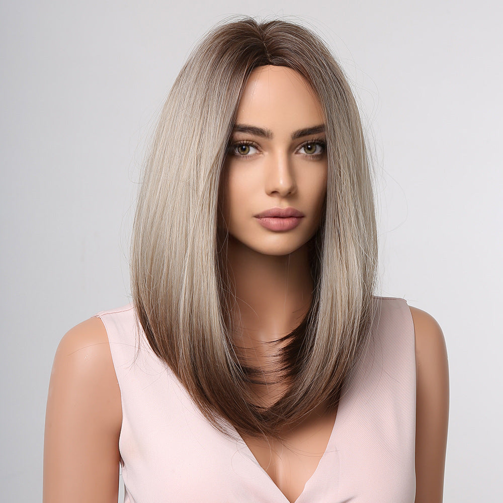 Female Fiber Summer Natural Color Head Wig Short Straight Hair