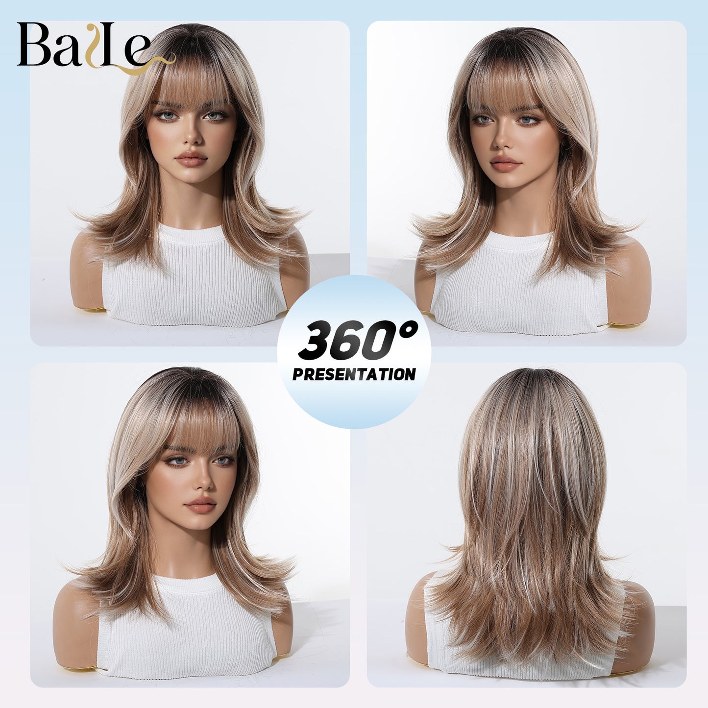 Honey Brown Gradient Level Valgus High Temperature Resistant Wig Long Curls