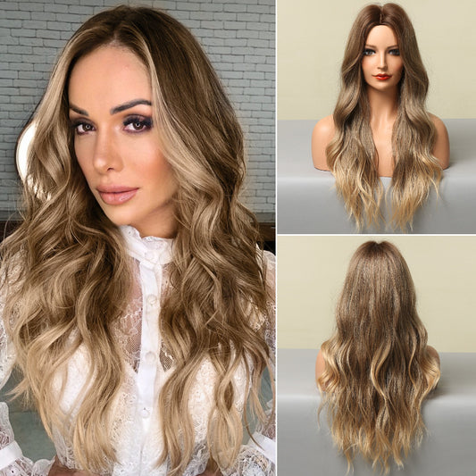Women's Mid-length Curly Fiber Optional Fluffy Hair Wig Long Curls