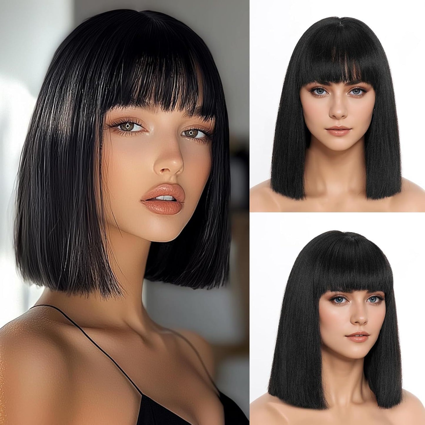 Ya Head Cover Golden Bangs Generation Wig Short Straight Hair