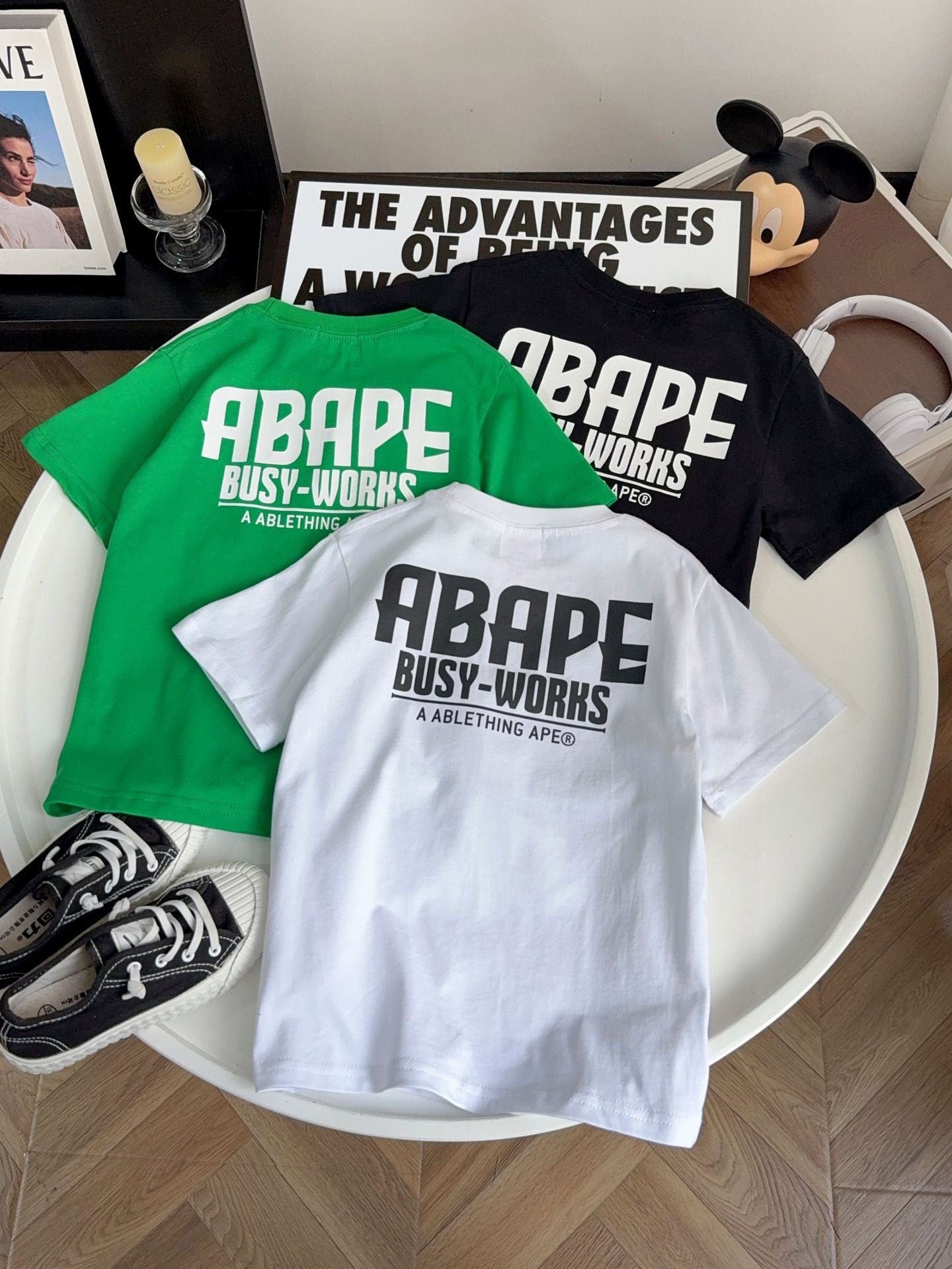 Summer Solid Color Letter Print Boys Loose Korean Style Children's T-shirt