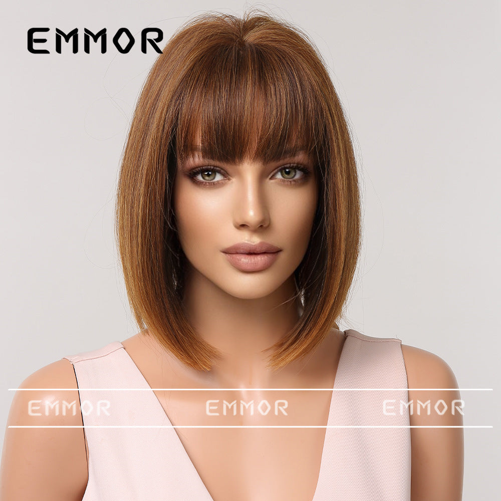 Versatile Women's Fashionable Bangs Orange For Wig Short Straight Hair