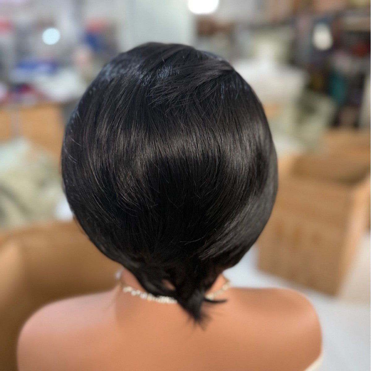Front Lace Black Short Hair Natural Hairline Chemical Other Wig